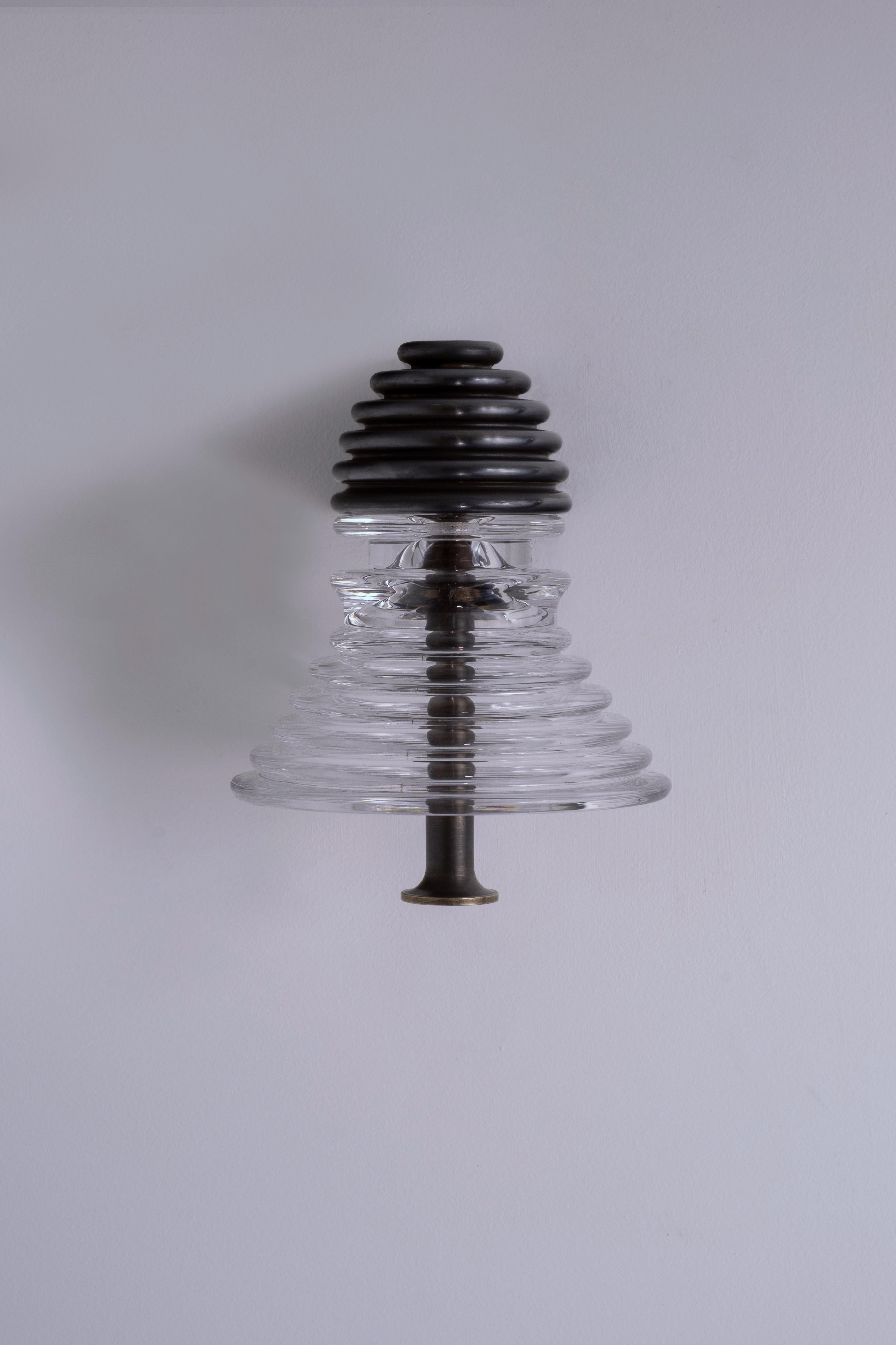 Insulator A Frosted Glass and Polished Brass Sconce by Novocastrian In New Condition For Sale In Geneve, CH