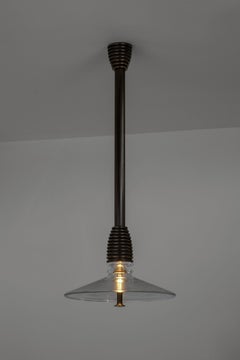 Insulator B Clear Glass and Dark Brass Pendant Light by Novocastrian