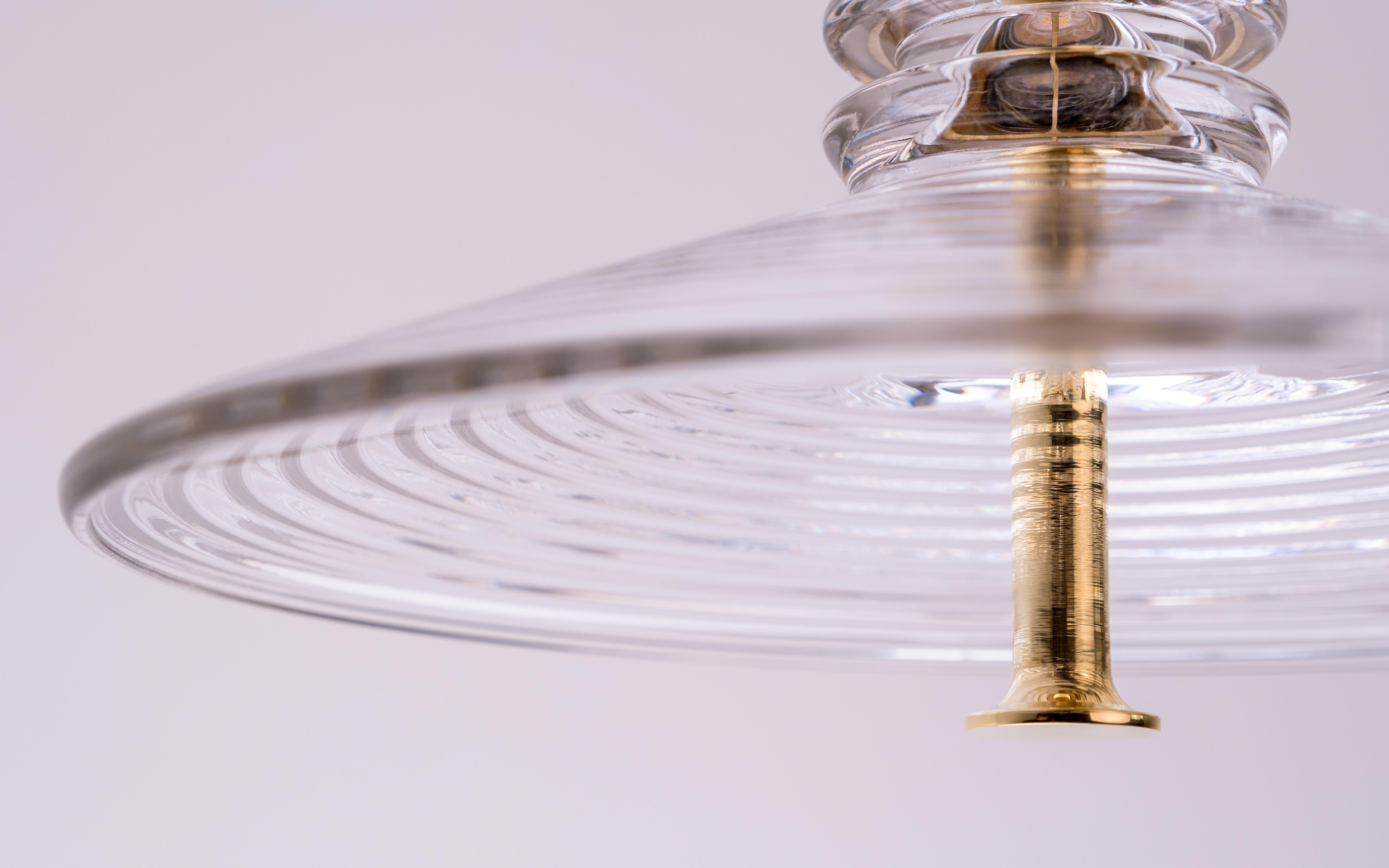 Other Insulator B Clear Glass and Polished Brass Pendant Light by Novocastrian For Sale