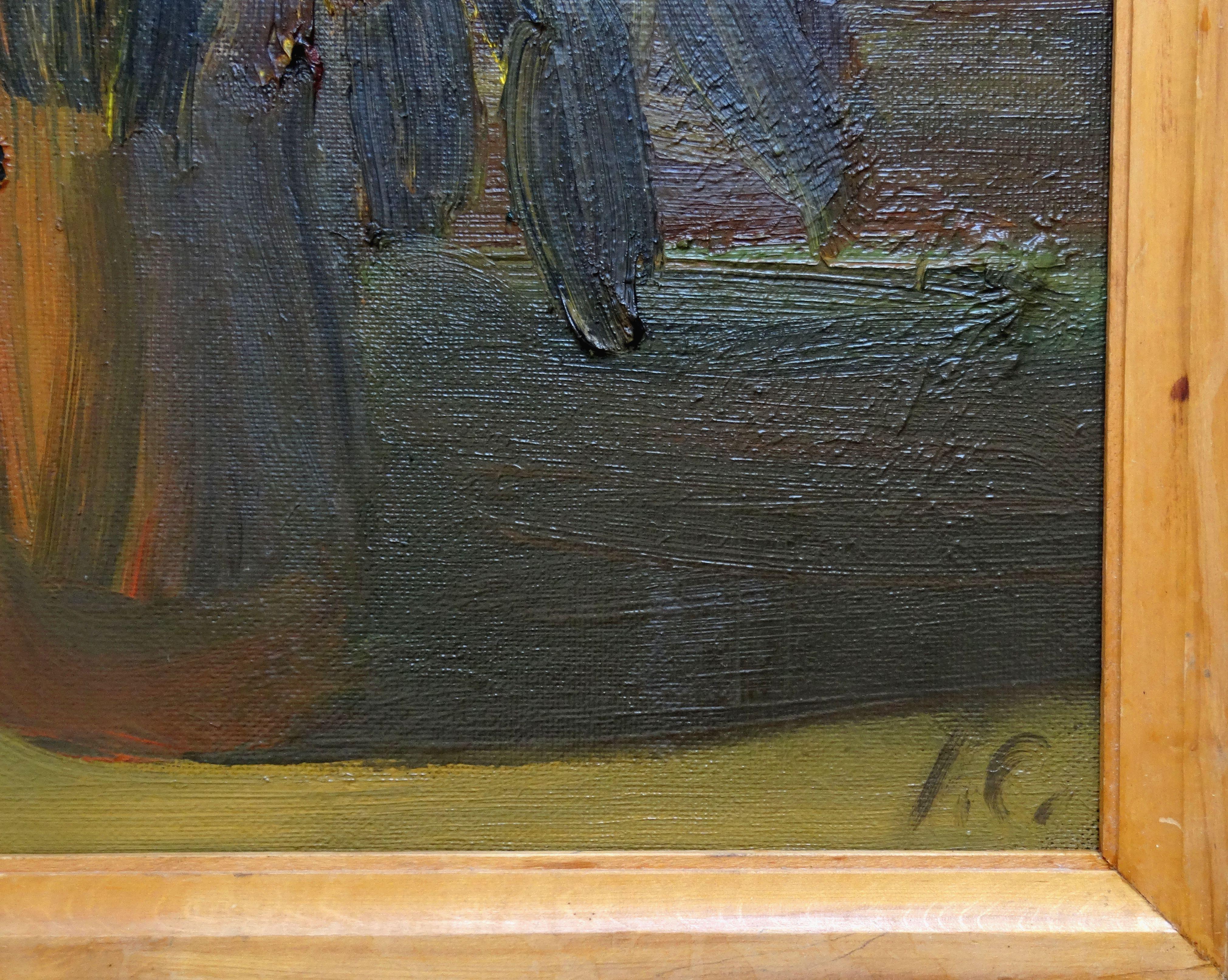 Blumenstrauß in einer Vase. Öl auf Karton 70x62 cm
impasto-Malerei in Erdfarbe Gamma 