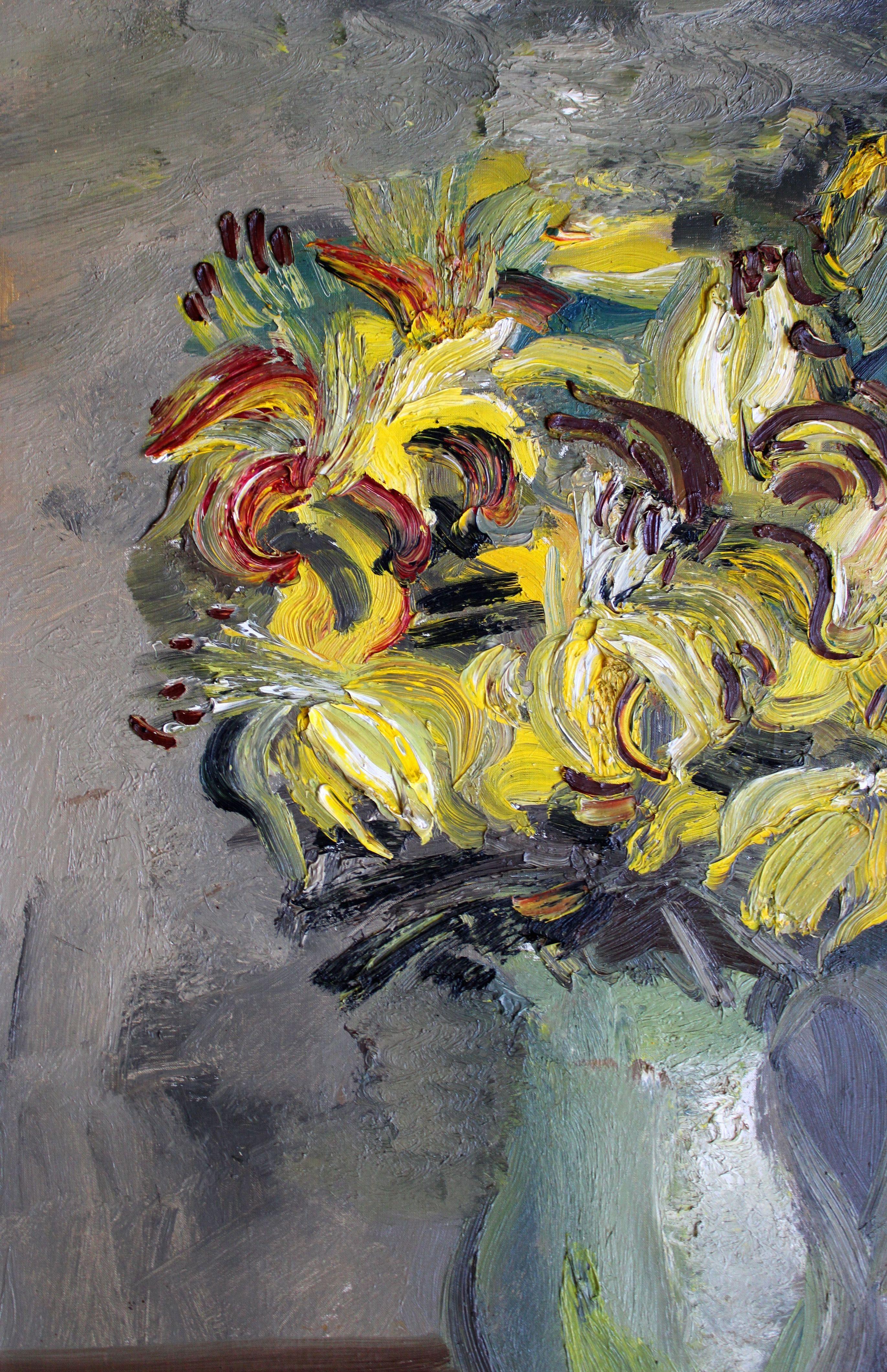 Flores amarillas. Lienzo, óleo, 70x50 cm - Painting de Inta Celmina