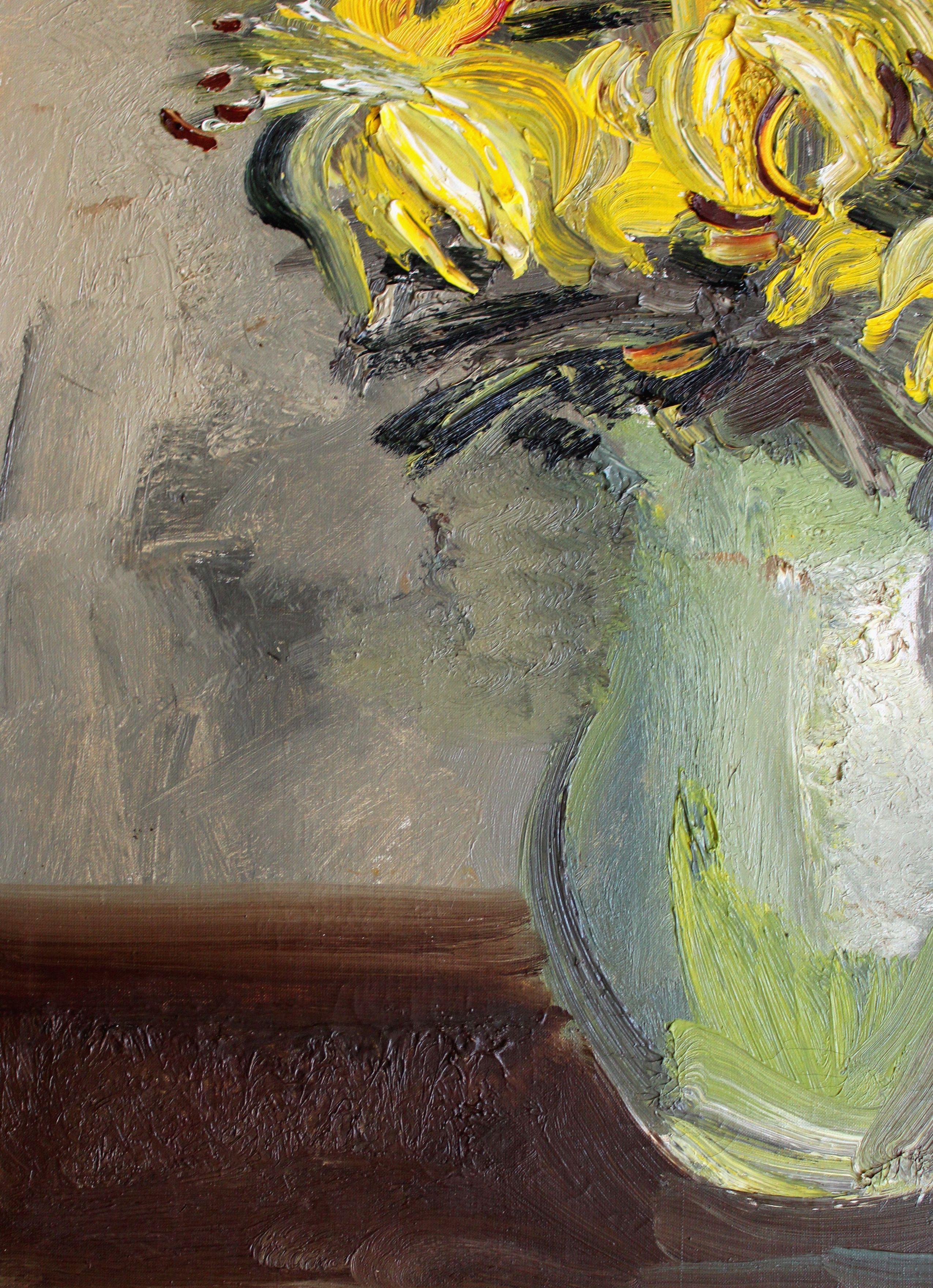Flores amarillas. Lienzo, óleo, 70x50 cm - Painting Impresionista de Inta Celmina