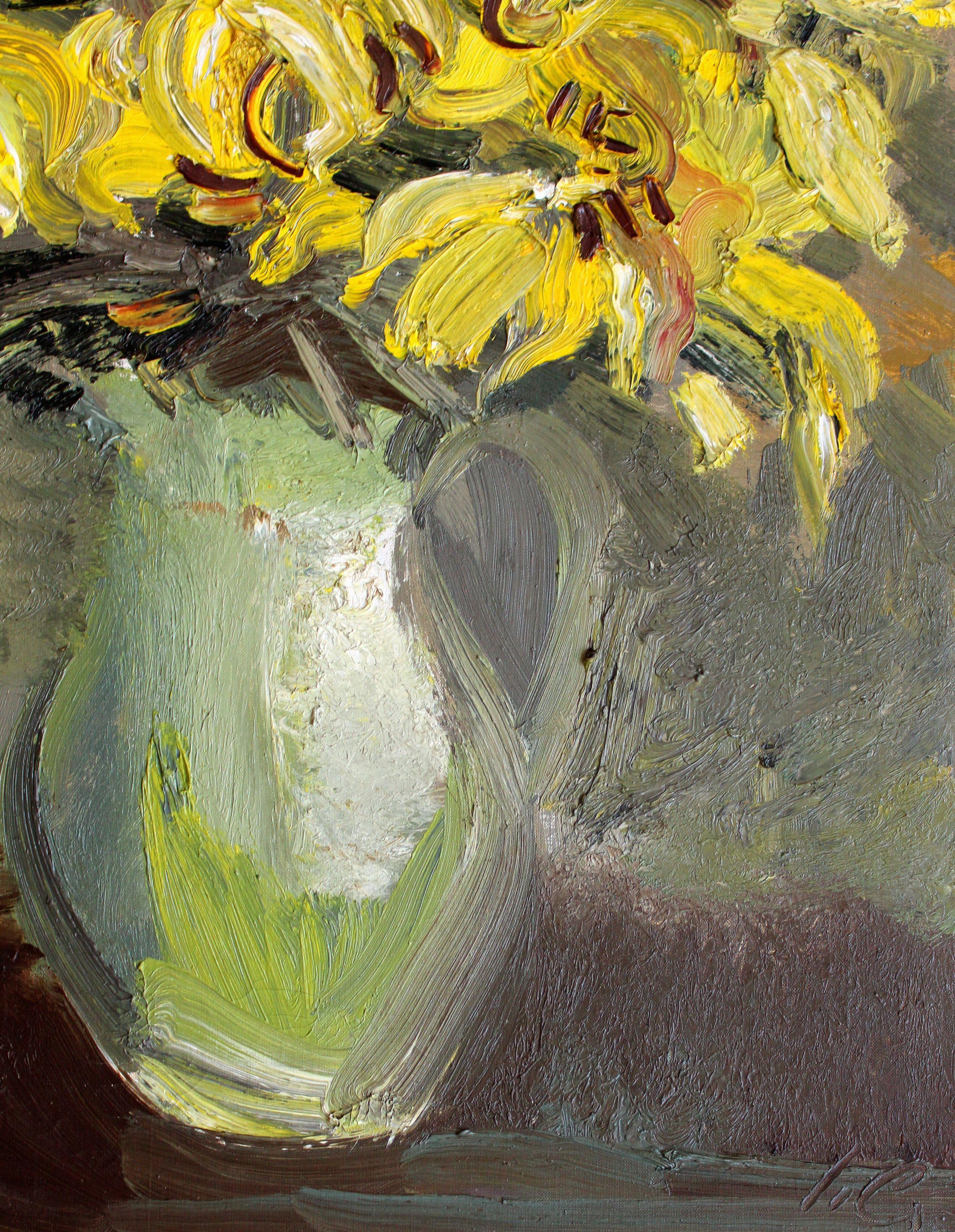 Flores amarillas. Lienzo, óleo, 70x50 cm - Interior Painting Amarillo de Inta Celmina