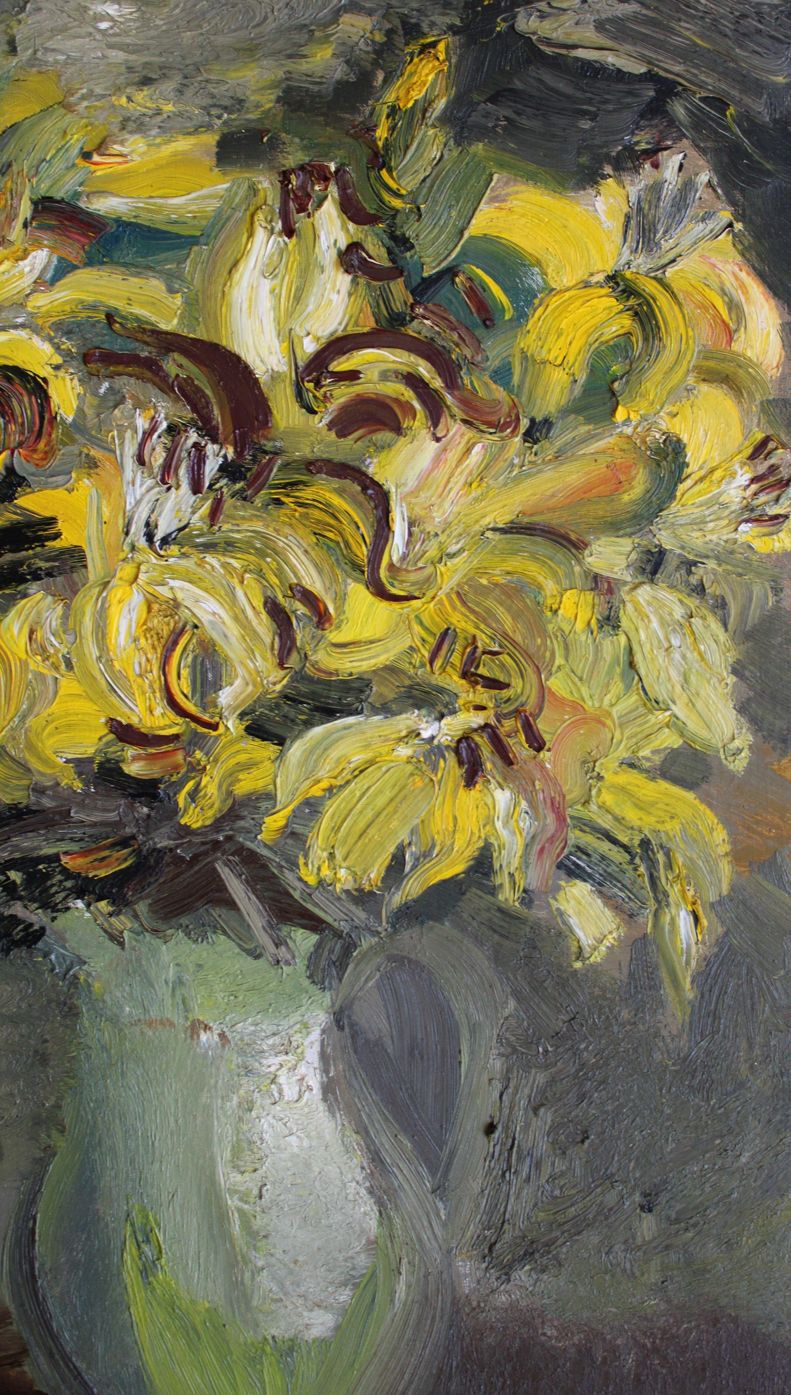 Flores amarillas. Lienzo, óleo, 70x50 cm

pintura empastada en gama de colores tierra 