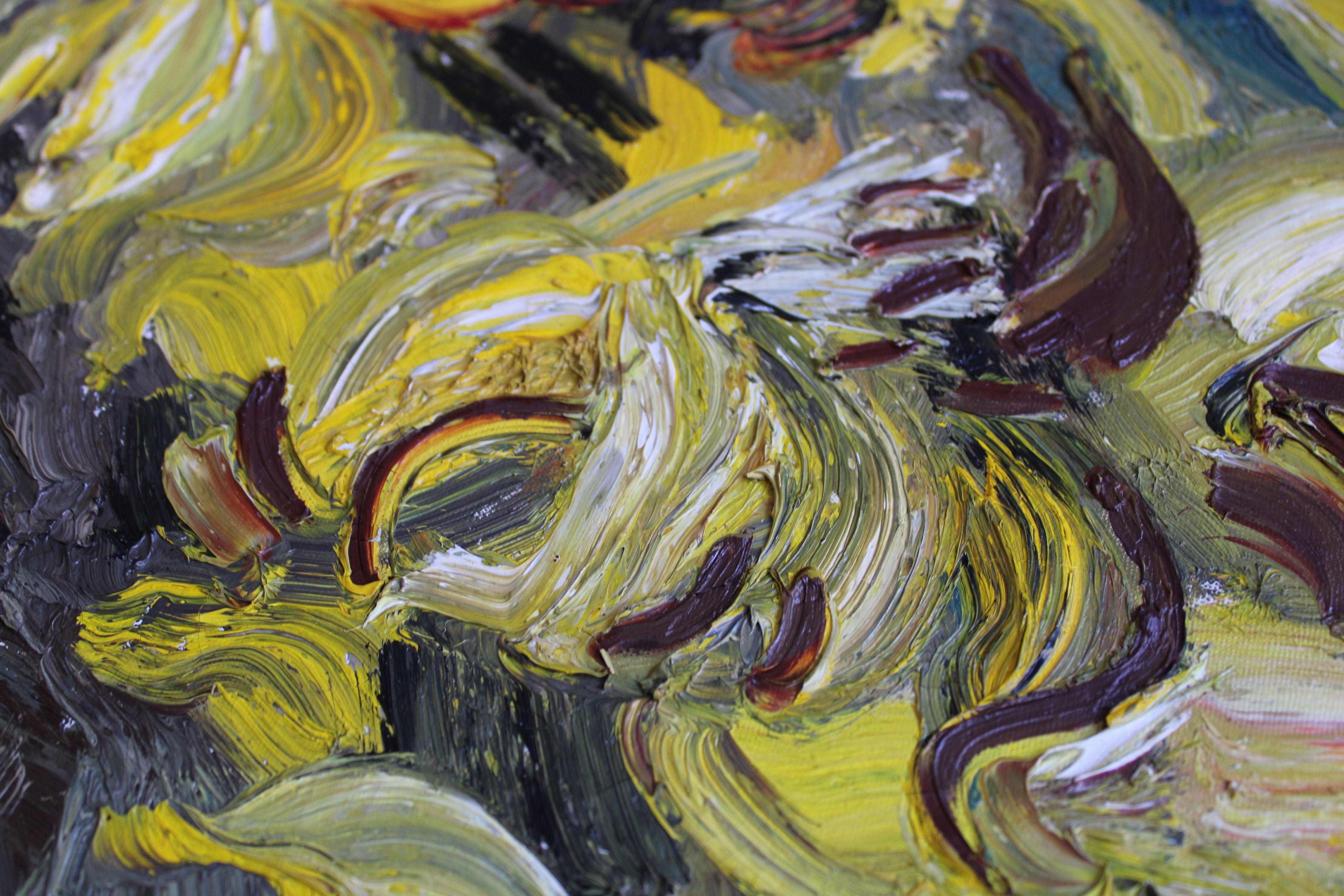Flores amarillas. Lienzo, óleo, 70x50 cm en venta 4