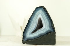 Intact Blue and WhiteLace Agate Geode with Druzy, Intact, with Vivid Blue Laces