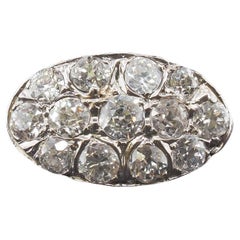 intage Años 40 Oro Blanco 14K Anillo Racimo de Diamantes Mina Vieja
