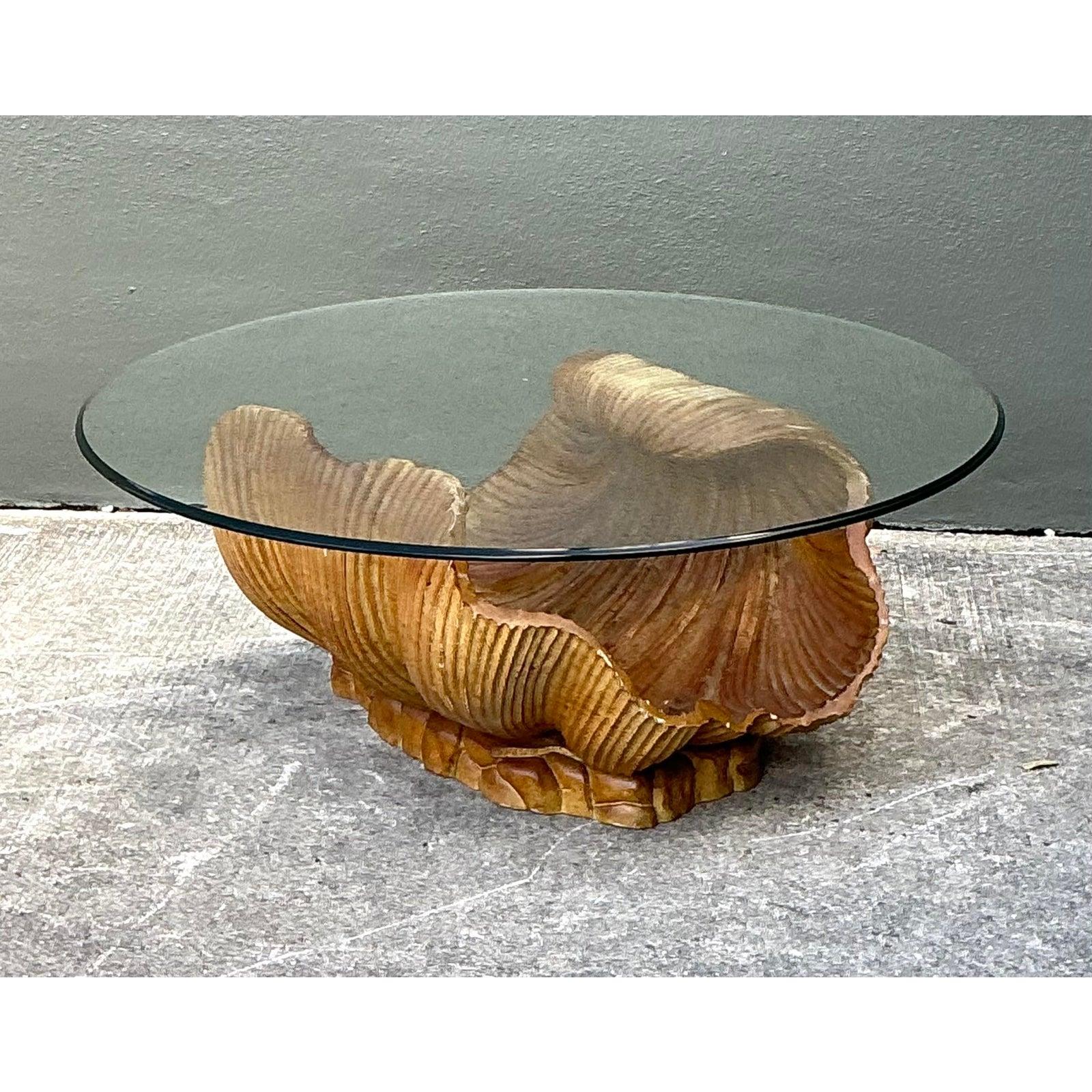 intage Carved Clam Shell Coffee Table For Sale at 1stDibs