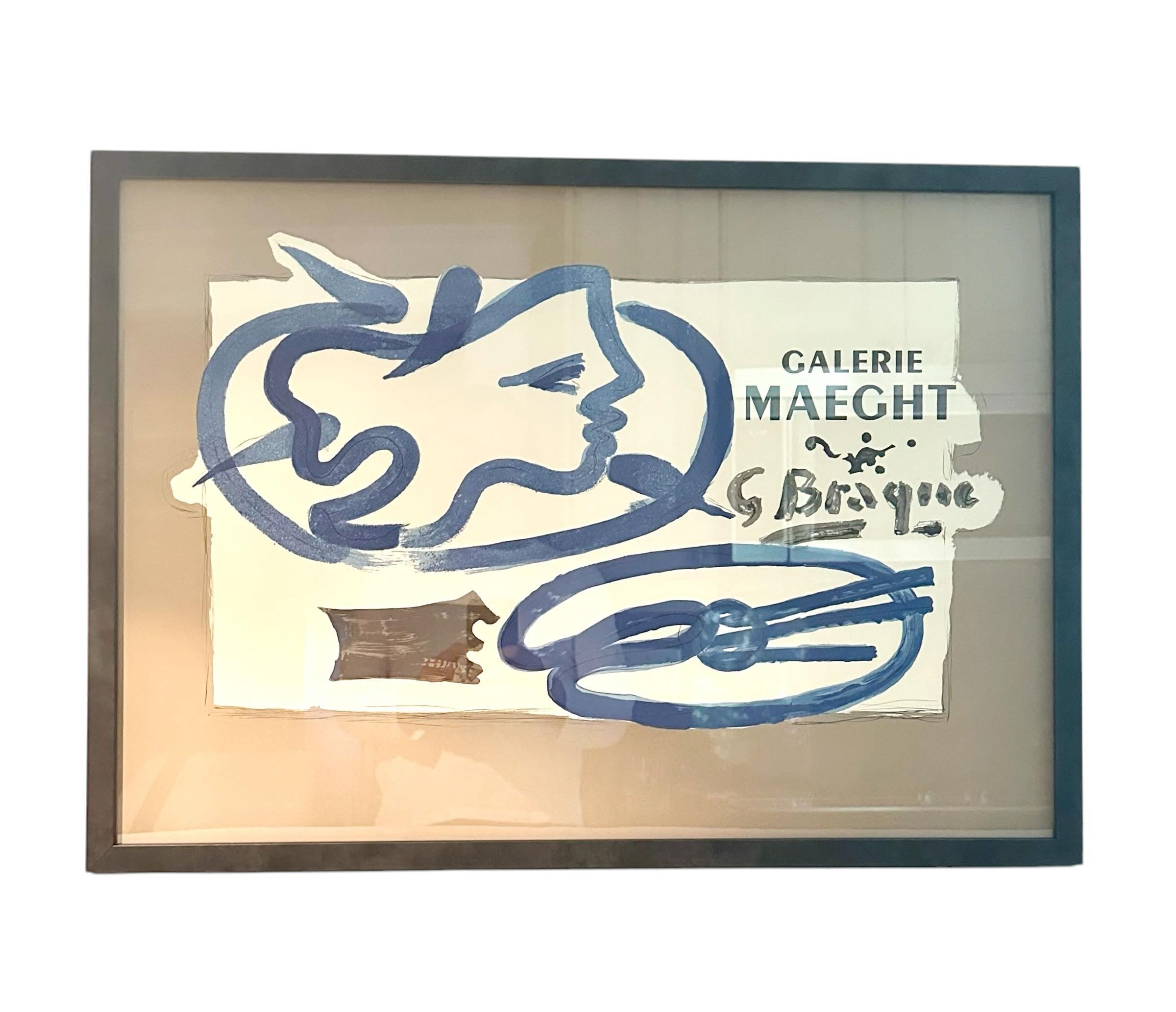 Cartel publicitario vintage enmarcado de una exposición de arte Francés en venta