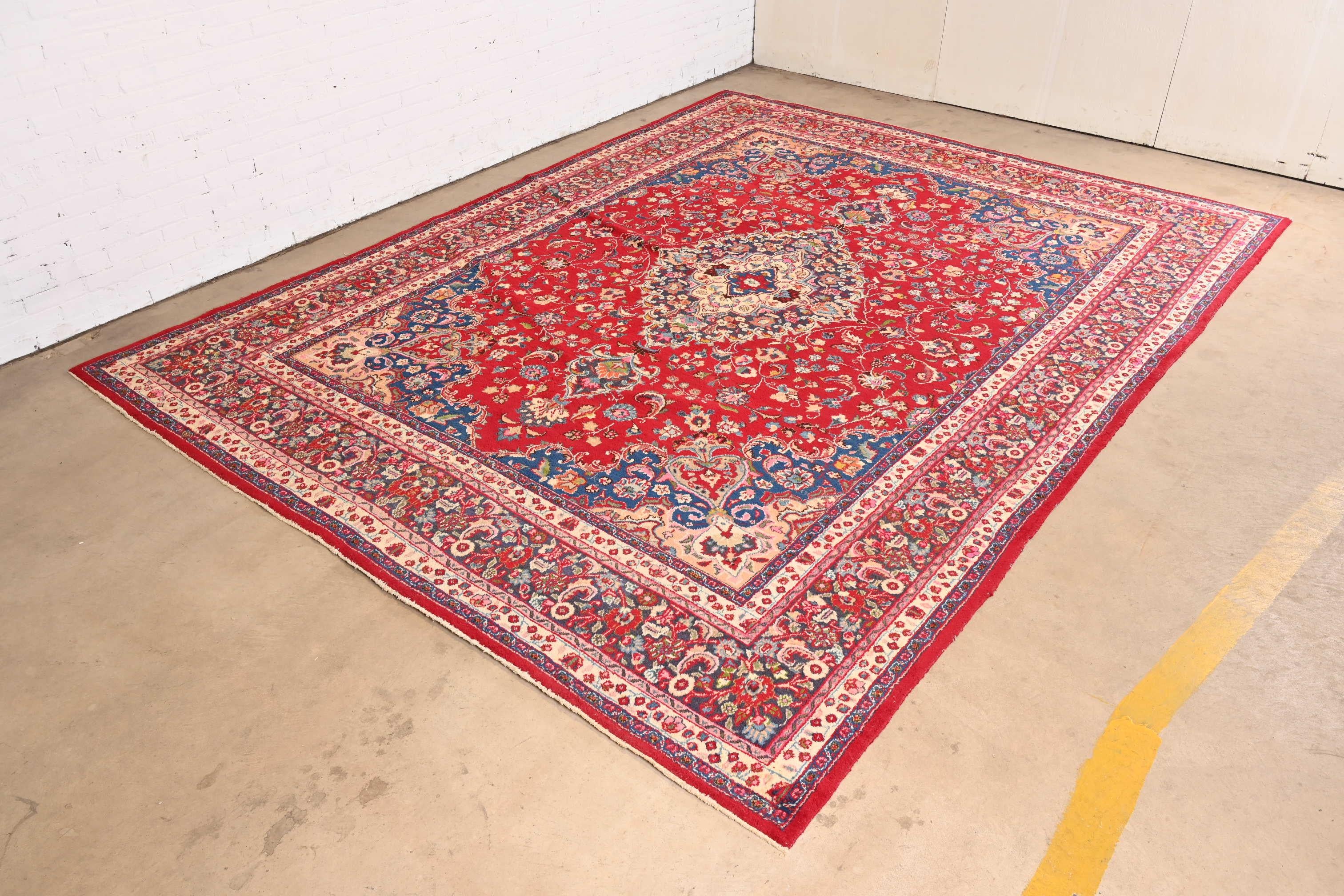 20th Century intage Hand-Knotted Persian Tabriz Room Size Wool Area Rug For Sale