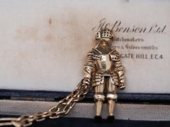 intage Knight in Armor Articulating Pendant with Hanging Chain