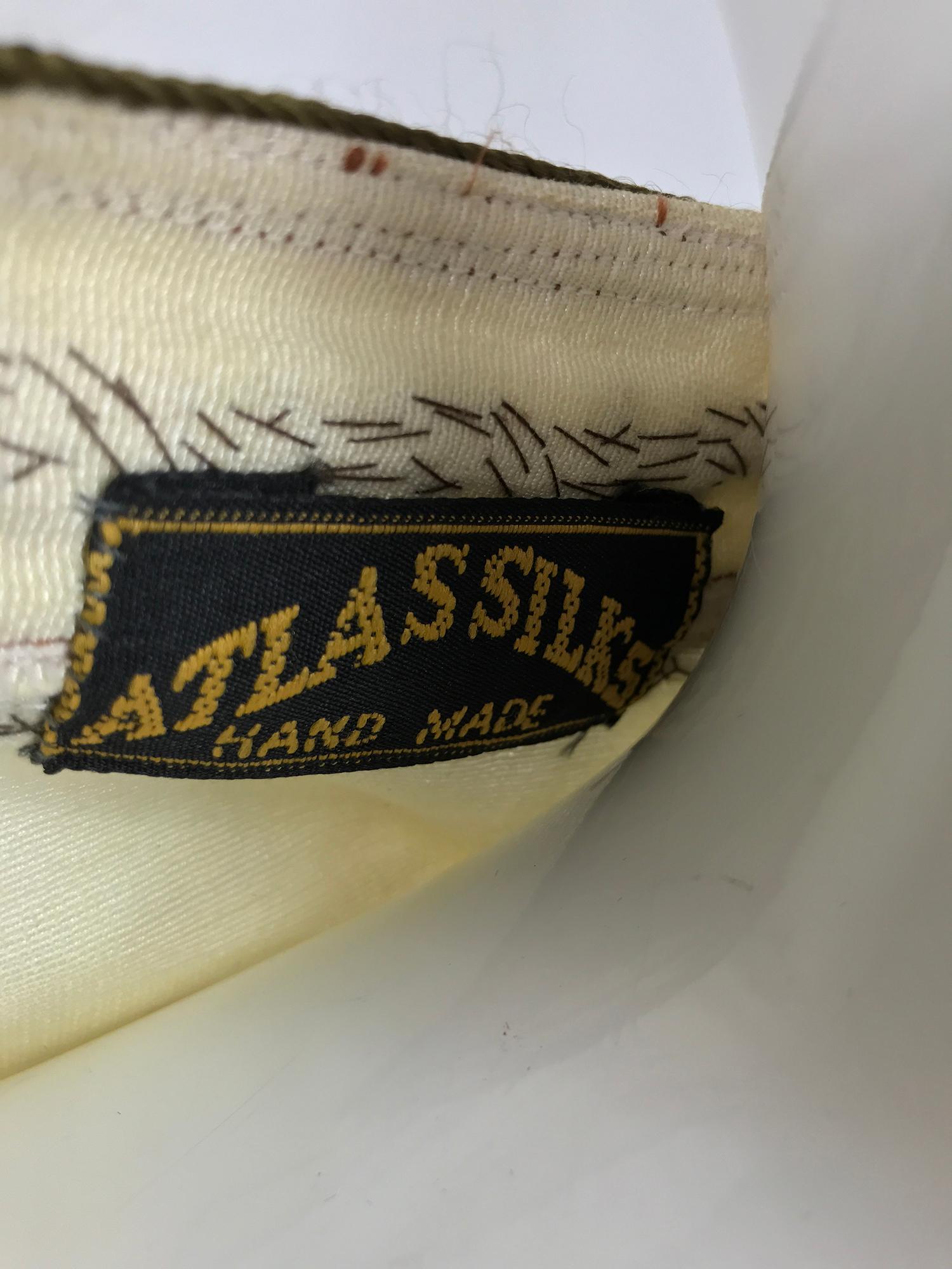intage Passementerie Silk Caftan in Cream and Brown Atlas Silks Hand Made 1970s 4