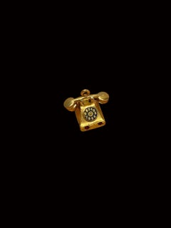intage Portuguese 19.2 Karat Gold Ruby Rotary Telephone Pendant Charm