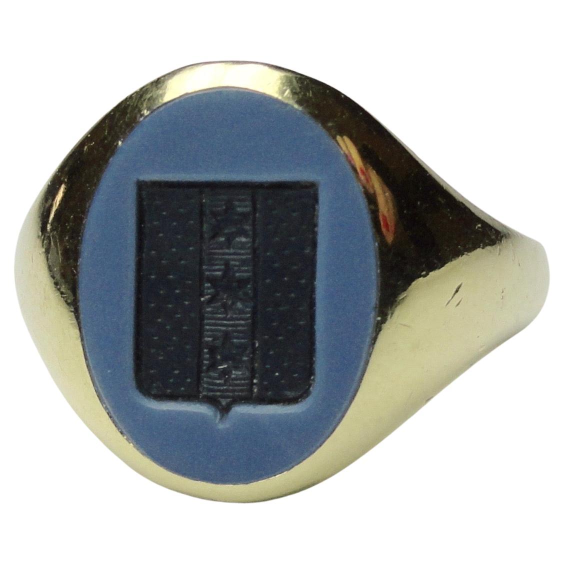 Intaglio-Achat-Ring Medium Größe 18 Karat Gold