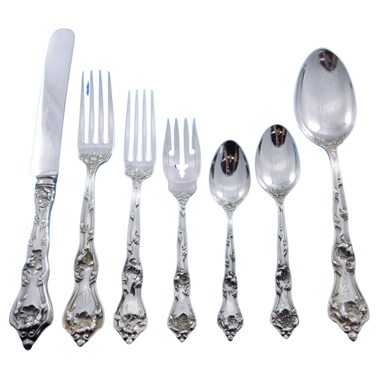 Intaglio by Reed & Barton Sterling Silver Flatware 12 Dinner Set Service 85 pcs For Sale