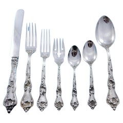 Used Intaglio by Reed & Barton Sterling Silver Flatware 12 Dinner Set Service 85 pcs