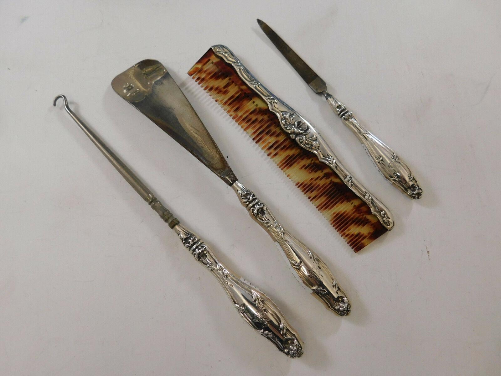 Intaglio by Reed & Barton Sterling Silver Mirror Brushes Dresser Set 11-Piece In Excellent Condition In Big Bend, WI