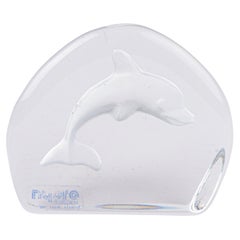 Vintage Intaglio Crystal Glass Sculpture Dolphin