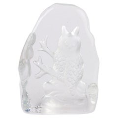 Intaglio Crystal Glass Sculpture Owl 