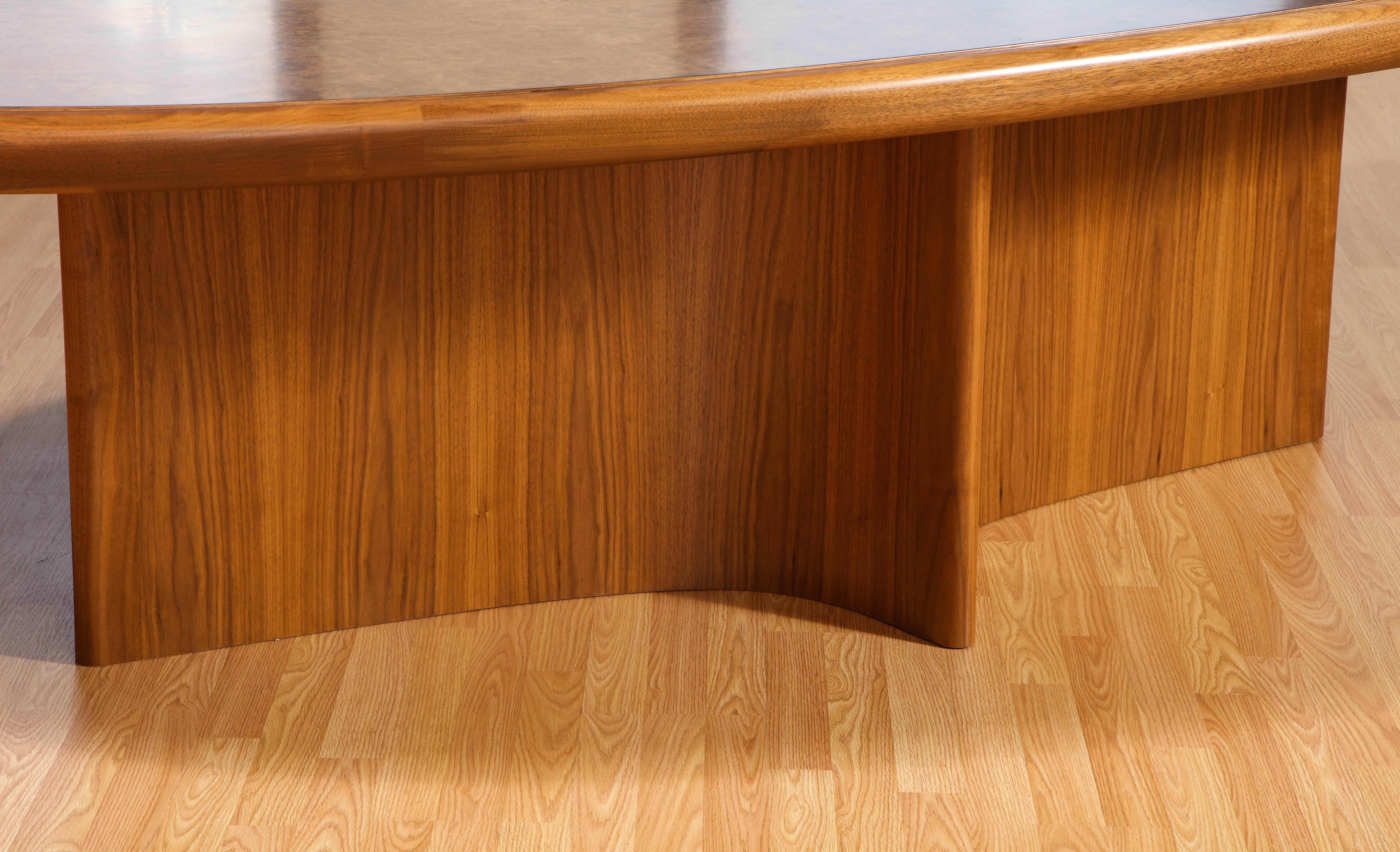 Modern Intaglio Dining Table in Walnut Wood Offered by Vladimir Kagan Design Group