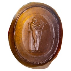 Antique Intaglio or cameo, Muse. Glass. Possibly Italy, 19th century.