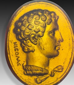 Intaglio or cameo, portrait. Glass. Possibly Italy, 19th century.