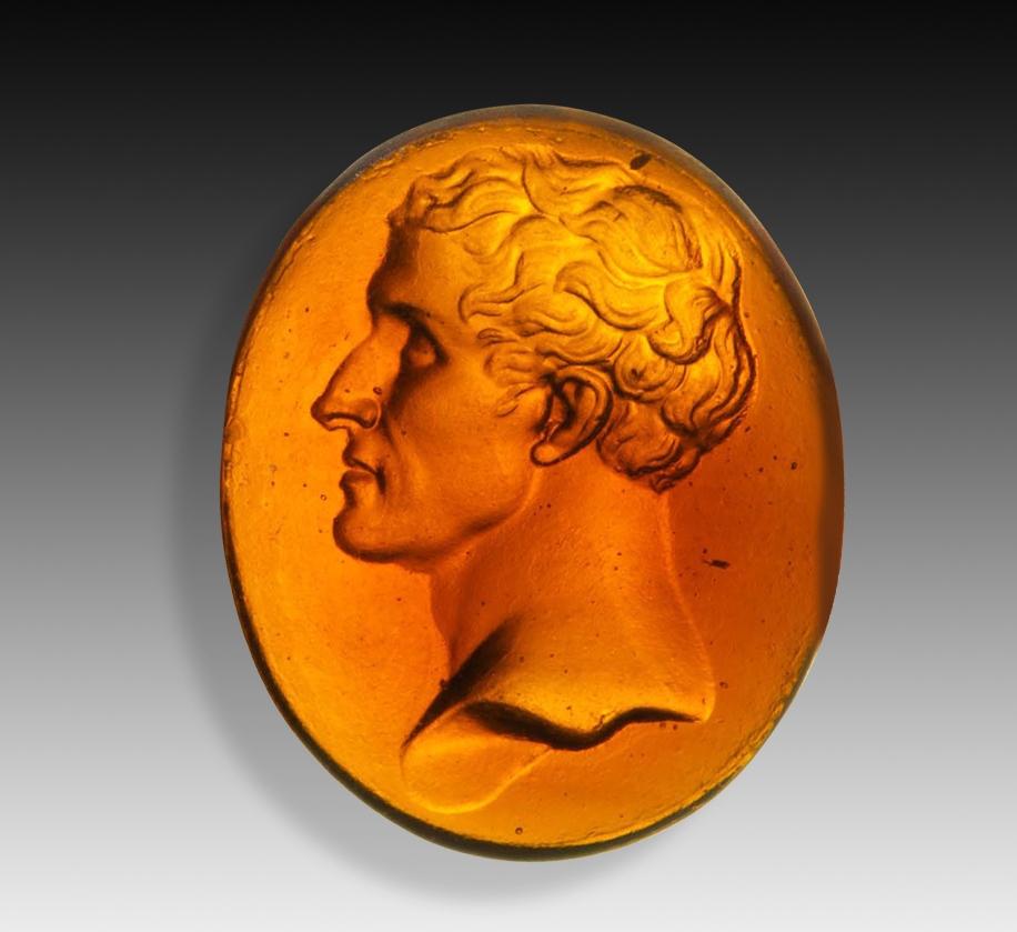 italien Entaille ou camée, portrait. Le verre. Peut-être Italie, 19e siècle. en vente