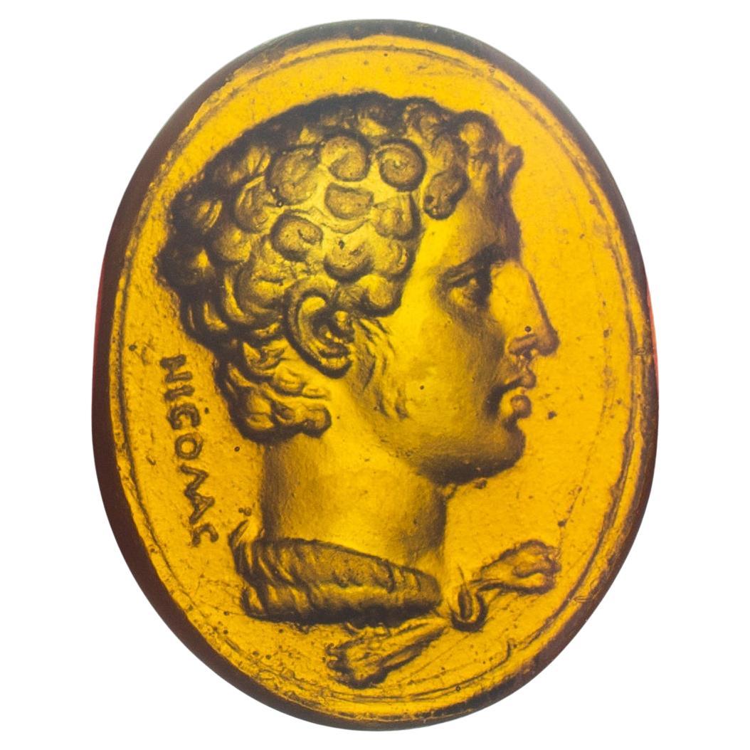 Intaglio or cameo, portrait. Glass. Possibly Italy, 19th century.