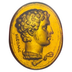 Intaglio or cameo, portrait. Glass. Possibly Italy, 19th century.