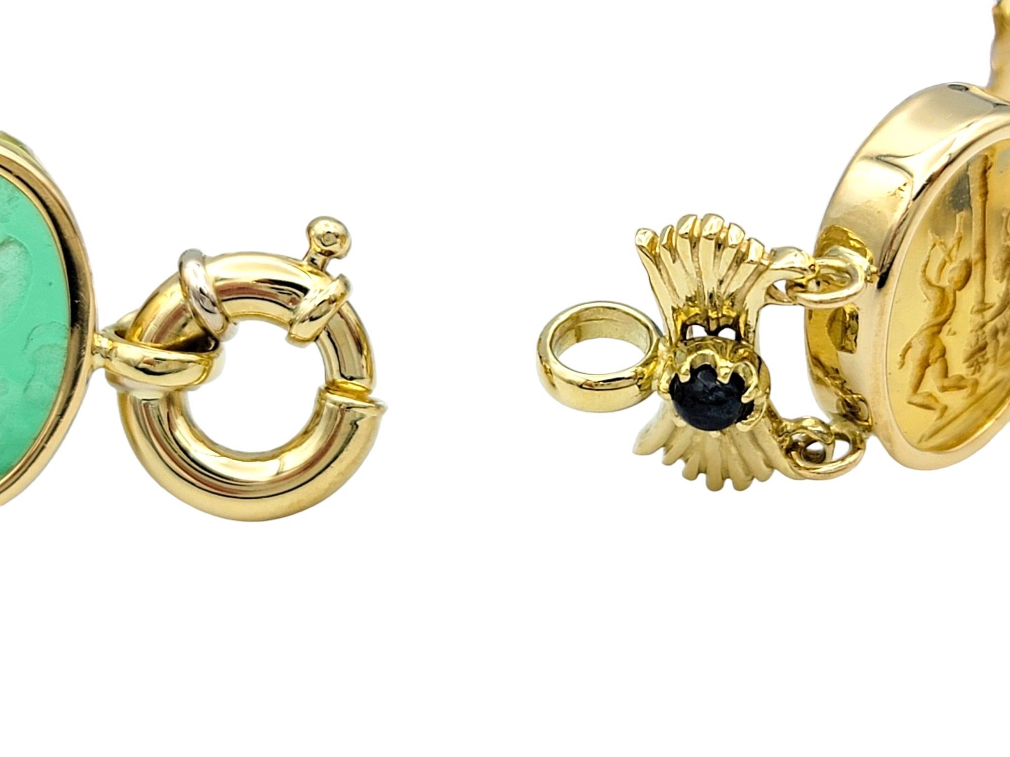 Bracelet à maillons de style intaille en or jaune 18 carats, saphir et verre vénitien Pour femmes en vente