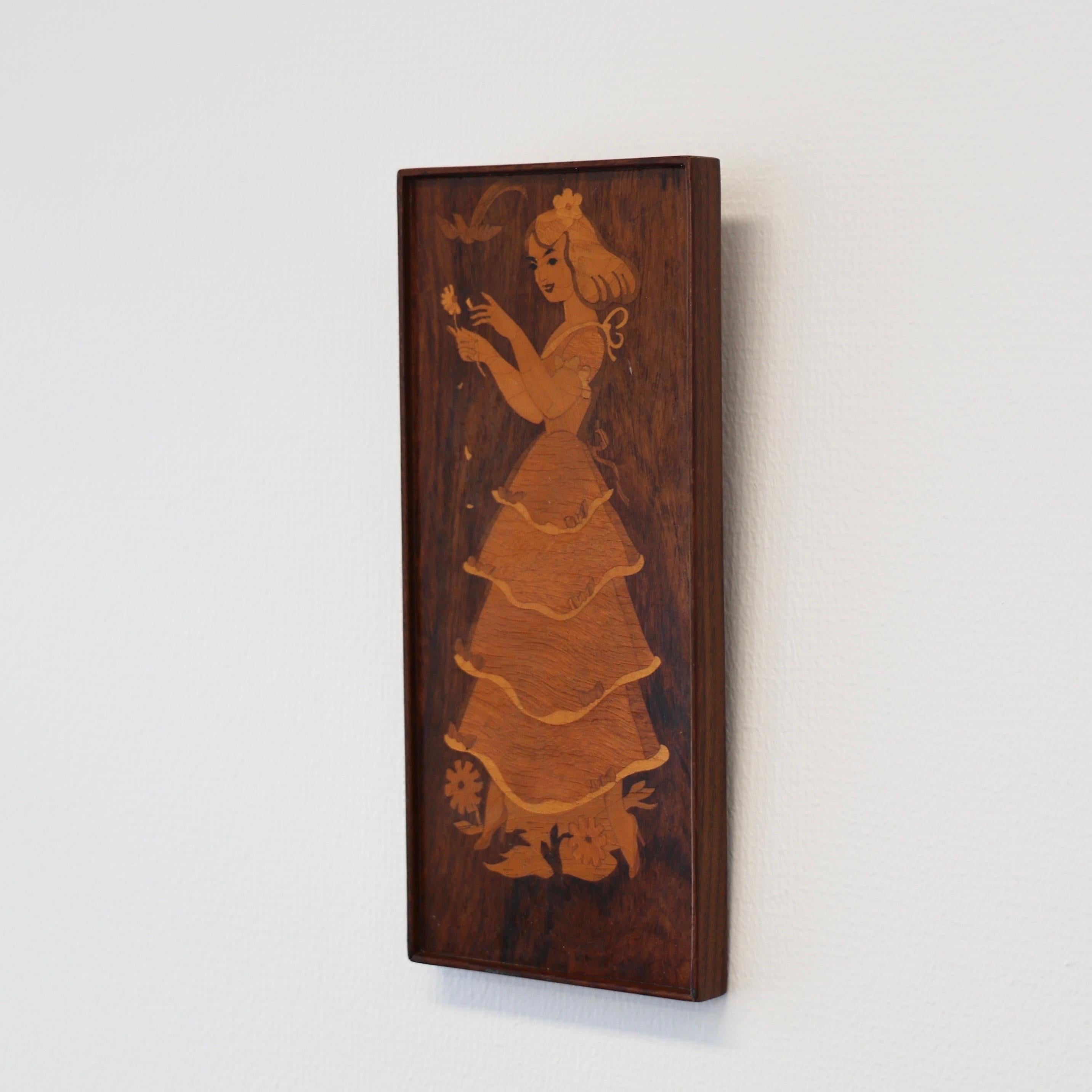 Suédois Art mural en intarsia réalisé par Mjölby Intarsia, années 1950, Suède en vente