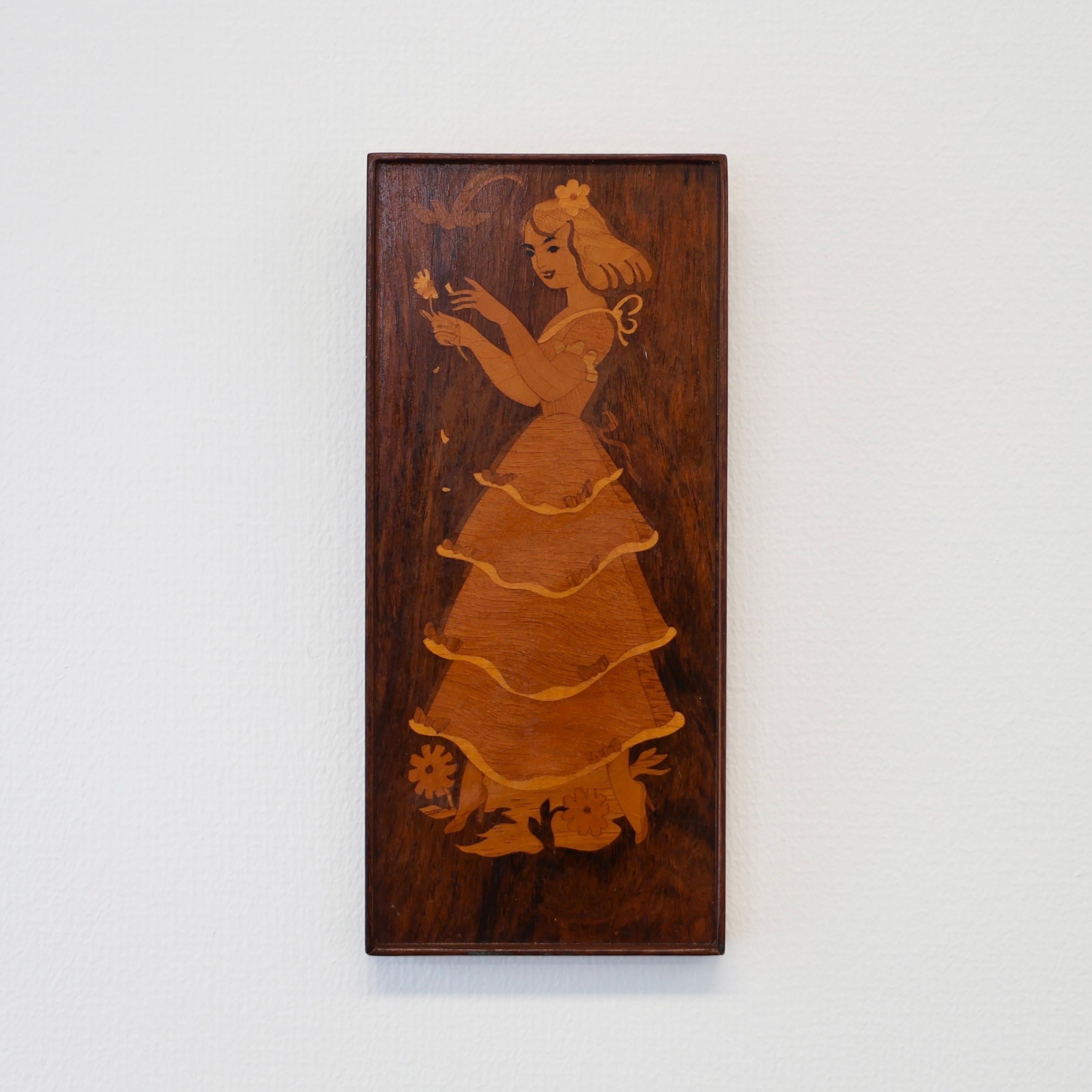 Marqueterie Art mural en intarsia réalisé par Mjölby Intarsia, années 1950, Suède en vente