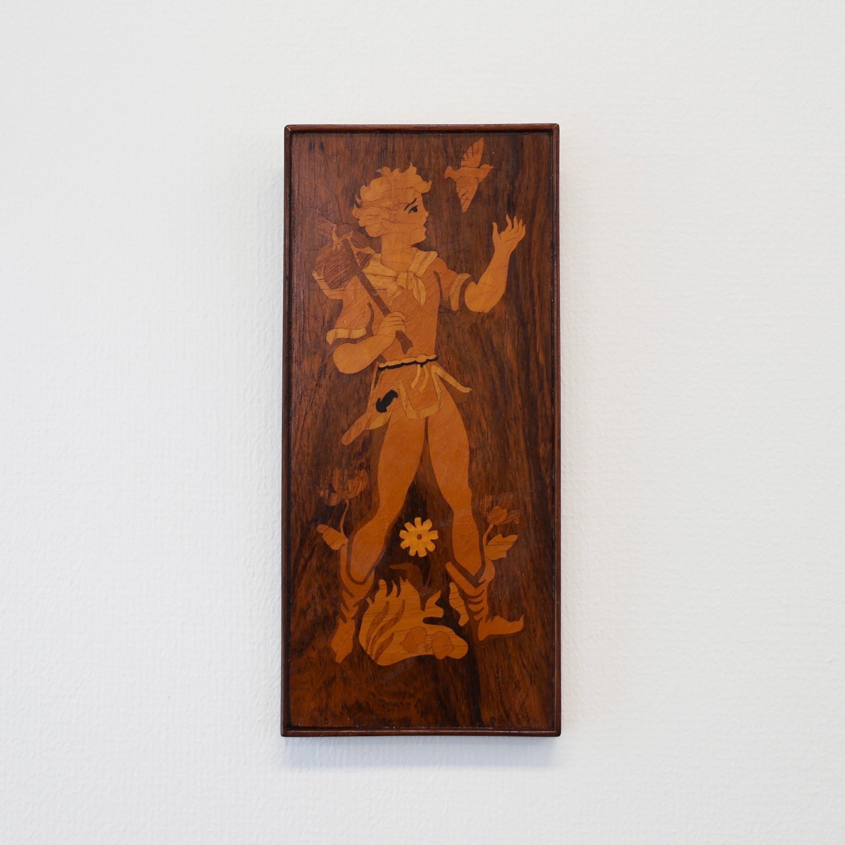 Milieu du XXe siècle Art mural en intarsia réalisé par Mjölby Intarsia, années 1950, Suède en vente