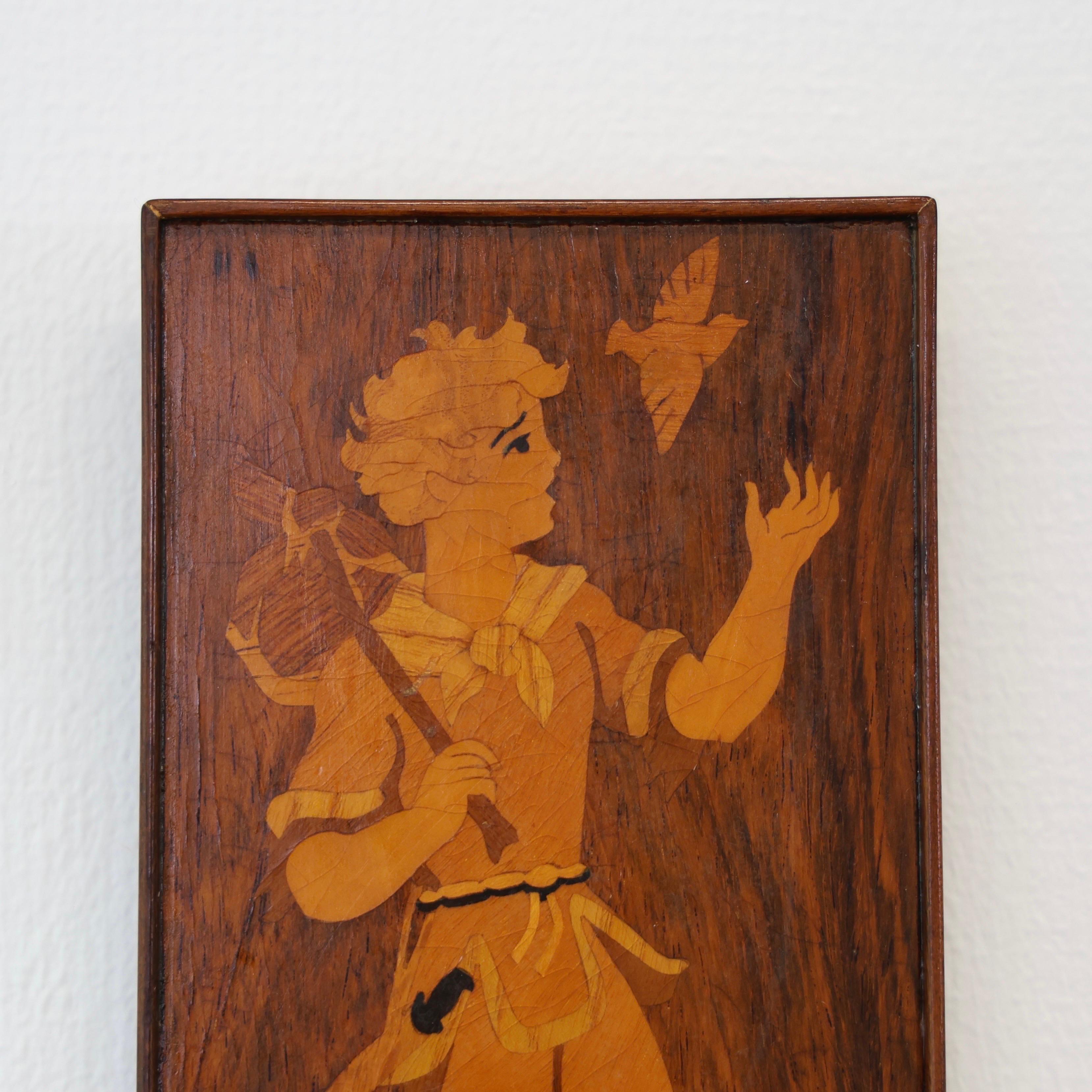 Bois Art mural en intarsia réalisé par Mjölby Intarsia, années 1950, Suède en vente