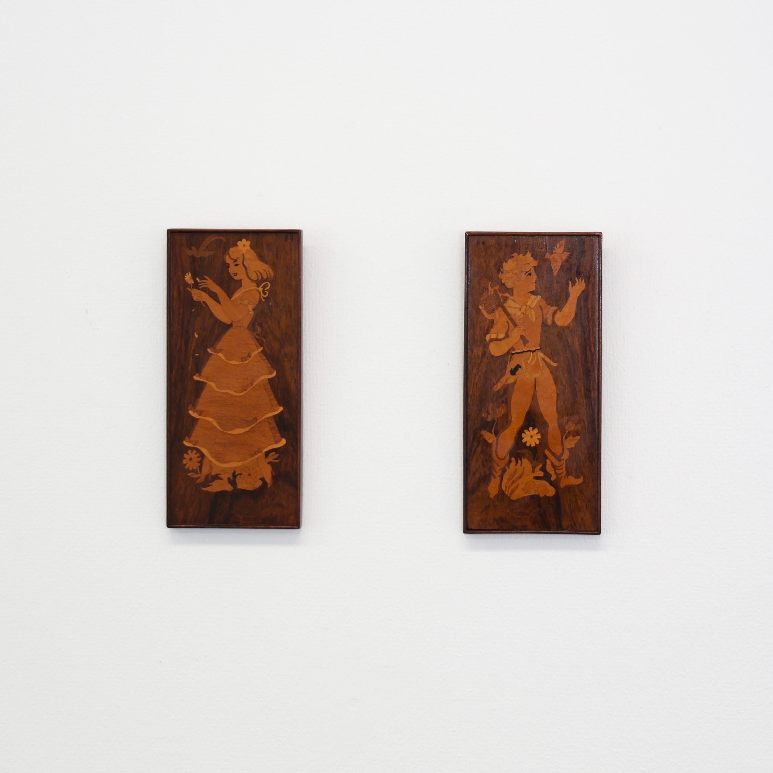 Art mural en intarsia réalisé par Mjölby Intarsia, années 1950, Suède en vente 1