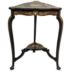 Antique Intarsiated Small Table Veneered with Rosewood, circa the 19th Century