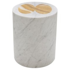  Intarsio, contemporary white marble and onyx stool / side table 
