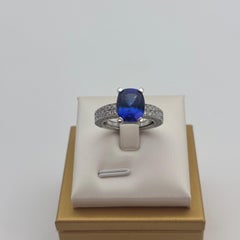 3.70ct Oval Tanzanite Diamond Pavé Cocktail Ring in 18K White Gold