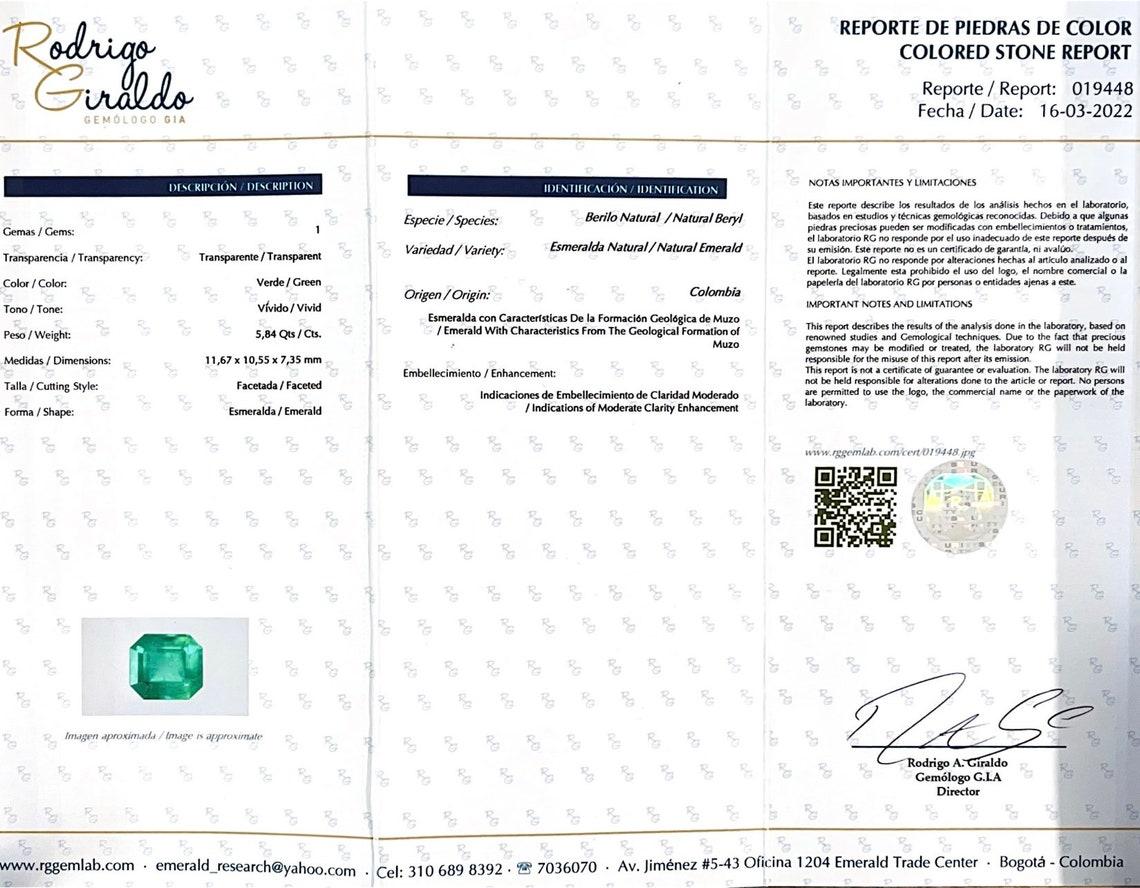 Moderne Intense 5.84 Carat Bluish Green Asscher Cut Colombian Emerald  Gem certifiée GIA en vente