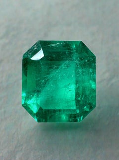 Intense 5.84 Carat Bluish Green Asscher Cut Colombian Emerald  GIA Certified Gem