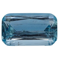 Intense Blue 11.20 Carat Step Cushion Cut Aquamarine Cocktail Ring Loose Gem