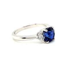Intense Blue Round Sri Lankan Sapphire cts 1. 82 Engagement Ring