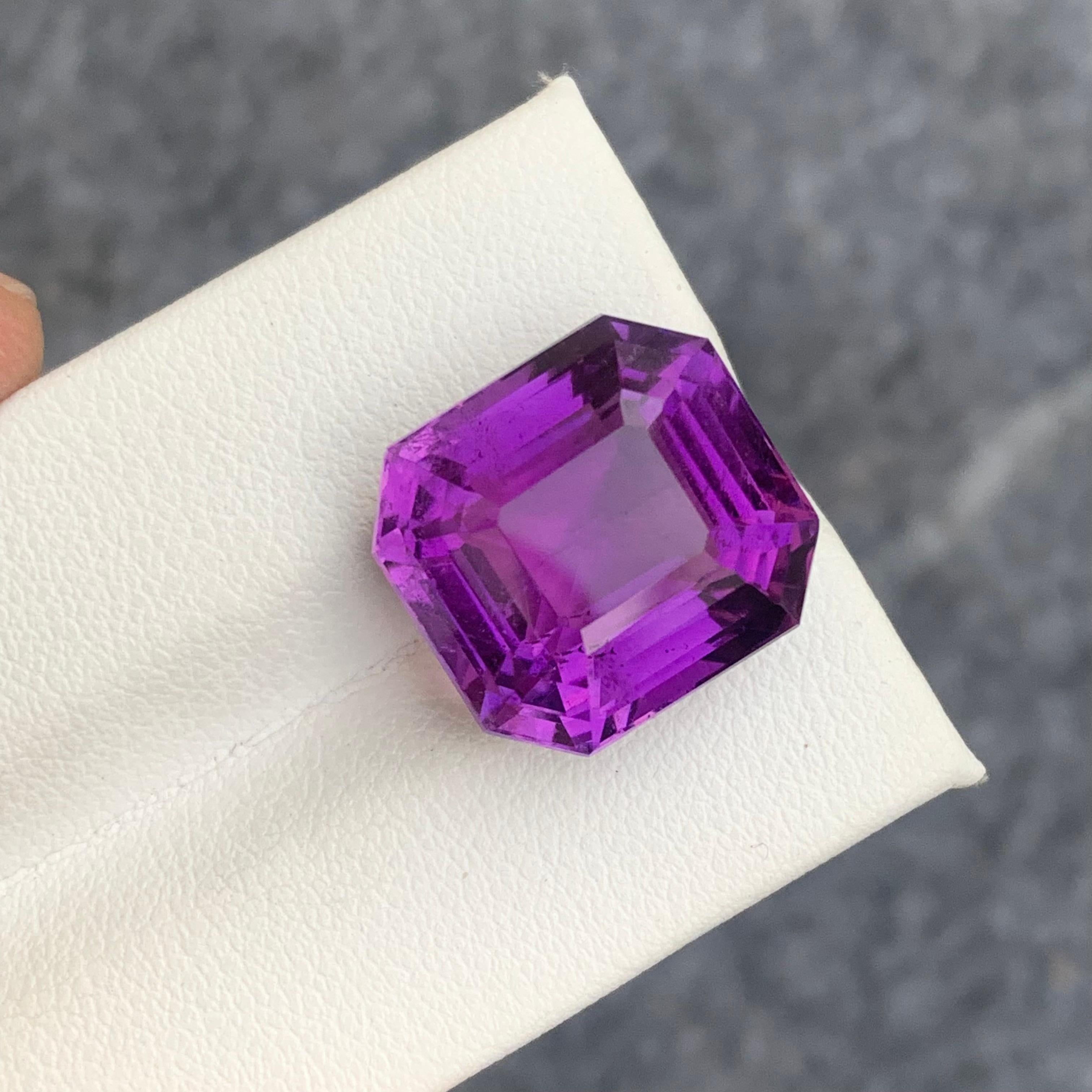Intense Dark Purple Loose Amethyst Octagon Shape 13.50 Carat For Jewelry Making In New Condition For Sale In Peshawar, PK