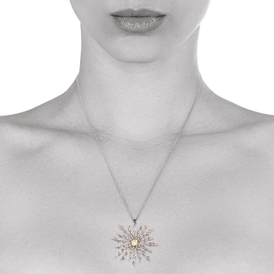 Contemporary Intense Fancy Yellow Diamond Sapphire Pendant Chain Necklace Natalie Barney For Sale