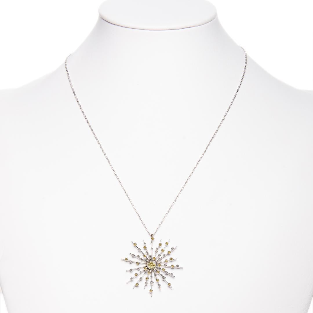 Women's or Men's Intense Fancy Yellow Diamond Sapphire Pendant Chain Necklace Natalie Barney For Sale