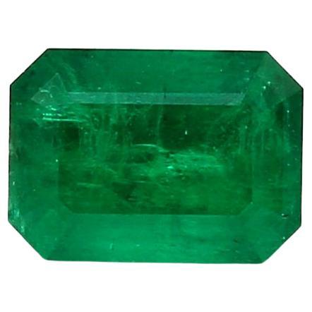 Intense Green Emerald Cut Russian Emerald Ring Gem 1.23 Carat Certified For Sale