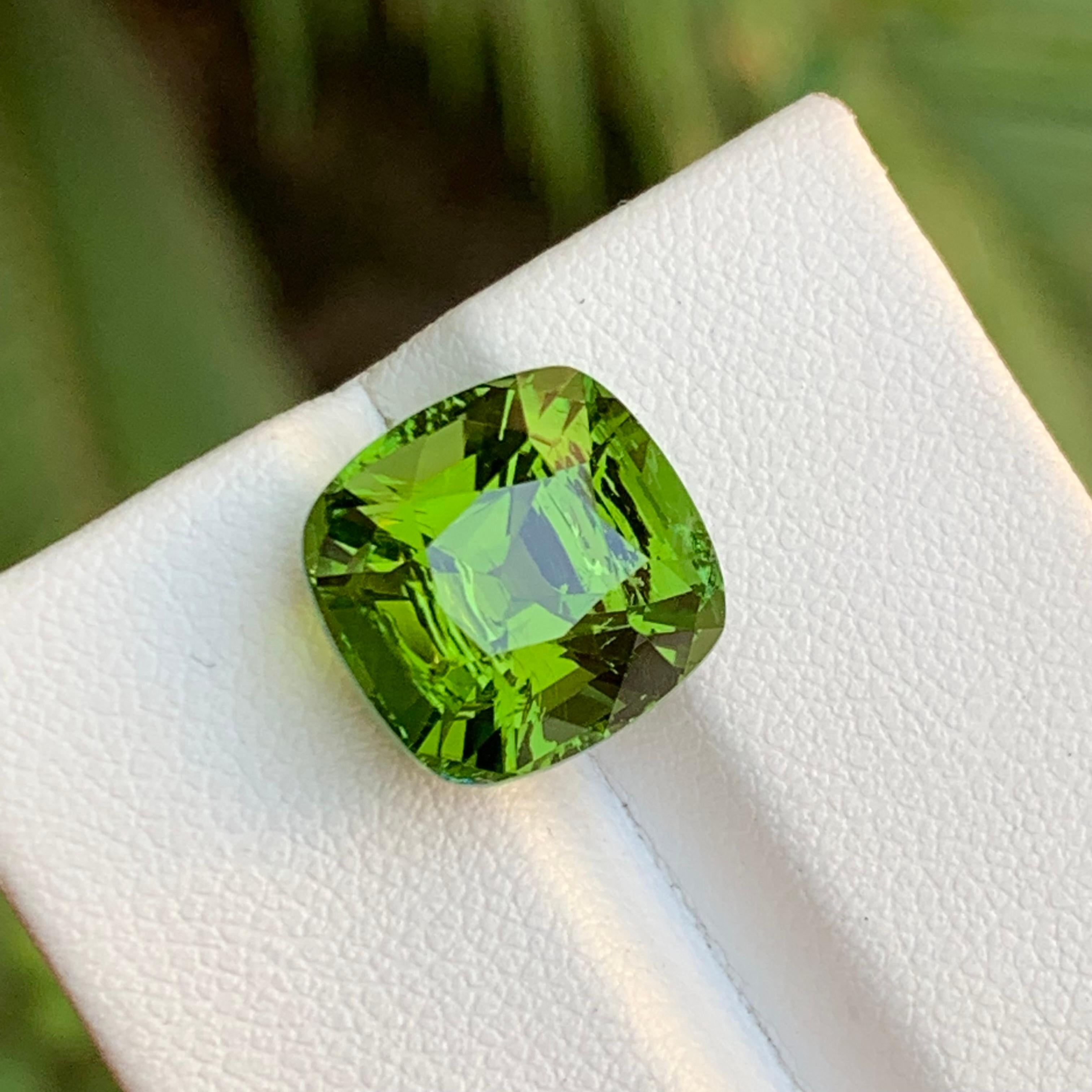 Coussin carré vert intense tourmaline naturelle de 8,80 carats  Pendentif Jewell en vente 8