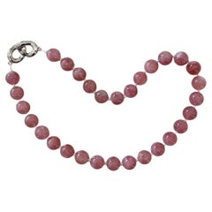 Halskette mit runden Perlen aus rosa Madagaskar-Rosenquarz 