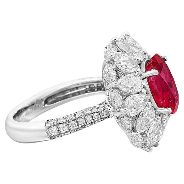 Intense Red Burma Ruby No Heat Piegon Blood Ring  Certified By GRS