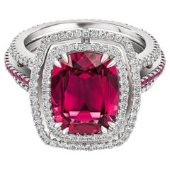 Intense Red Spinel 
Ruby Ring, 18k White Gold 
Diamonds Ring